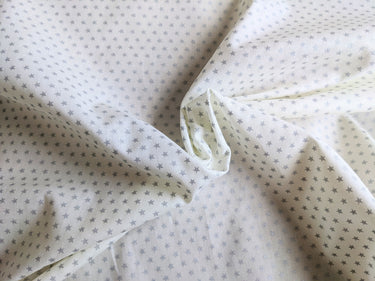 White Cotton Poplin Fabric With Silver Stars Christmas Fabric, Festive Fabric, Holiday Fabric